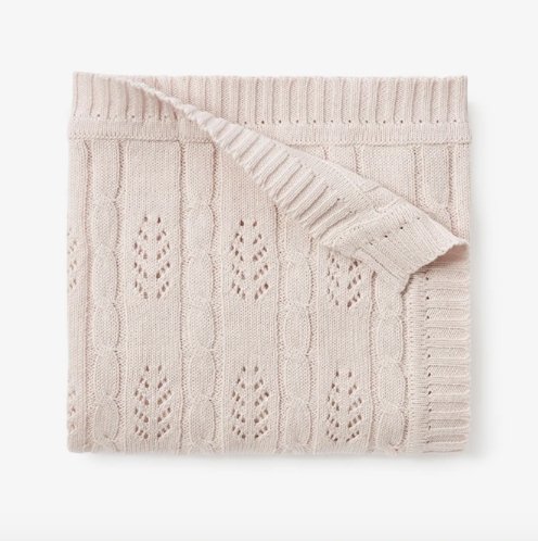 Elegant Baby Cotton Leaf Knit Blanket