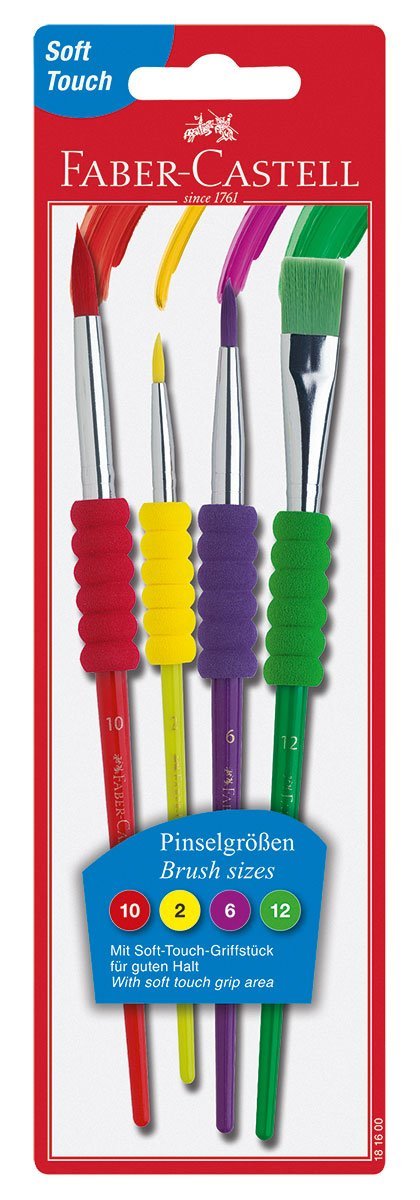 Faber Castell 4 Pack Soft Grip Brushes - Tadpole
