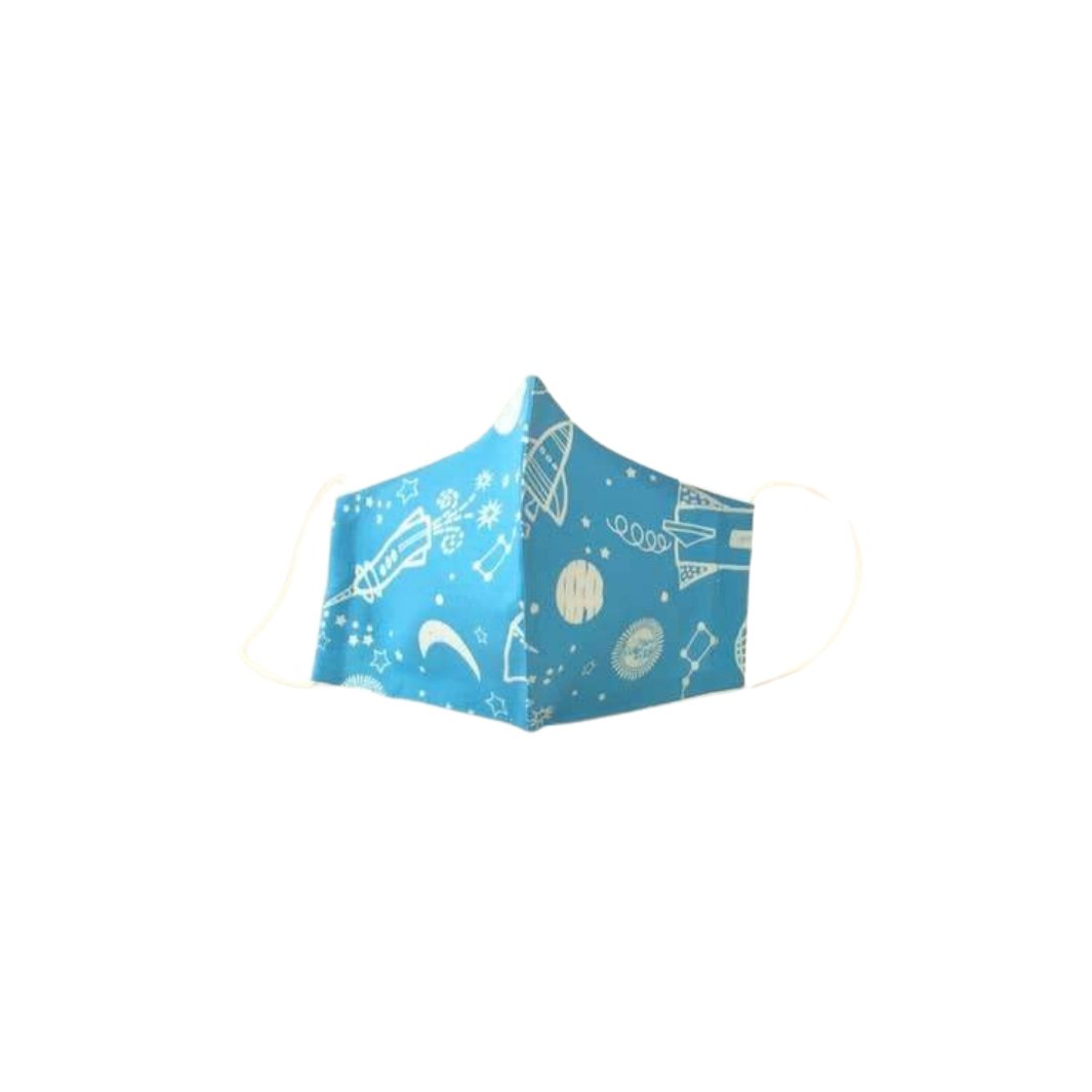 Face Mask for Kids Flying Rocket Blue - Tadpole