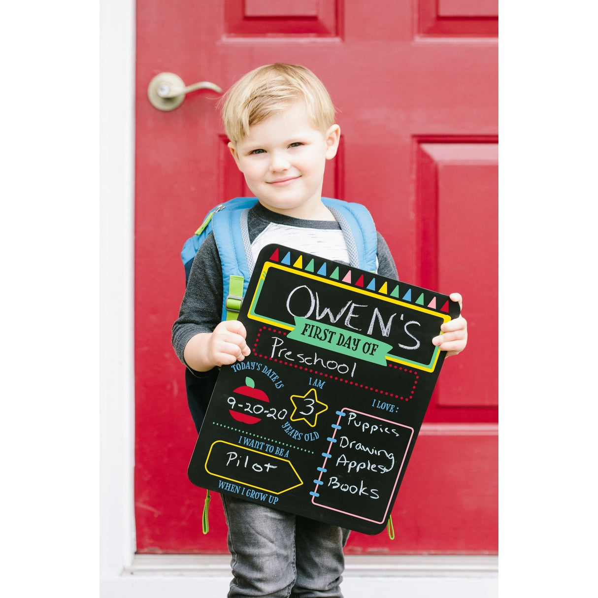 First and Last Day of School Reversible Chalkboard - Tadpole