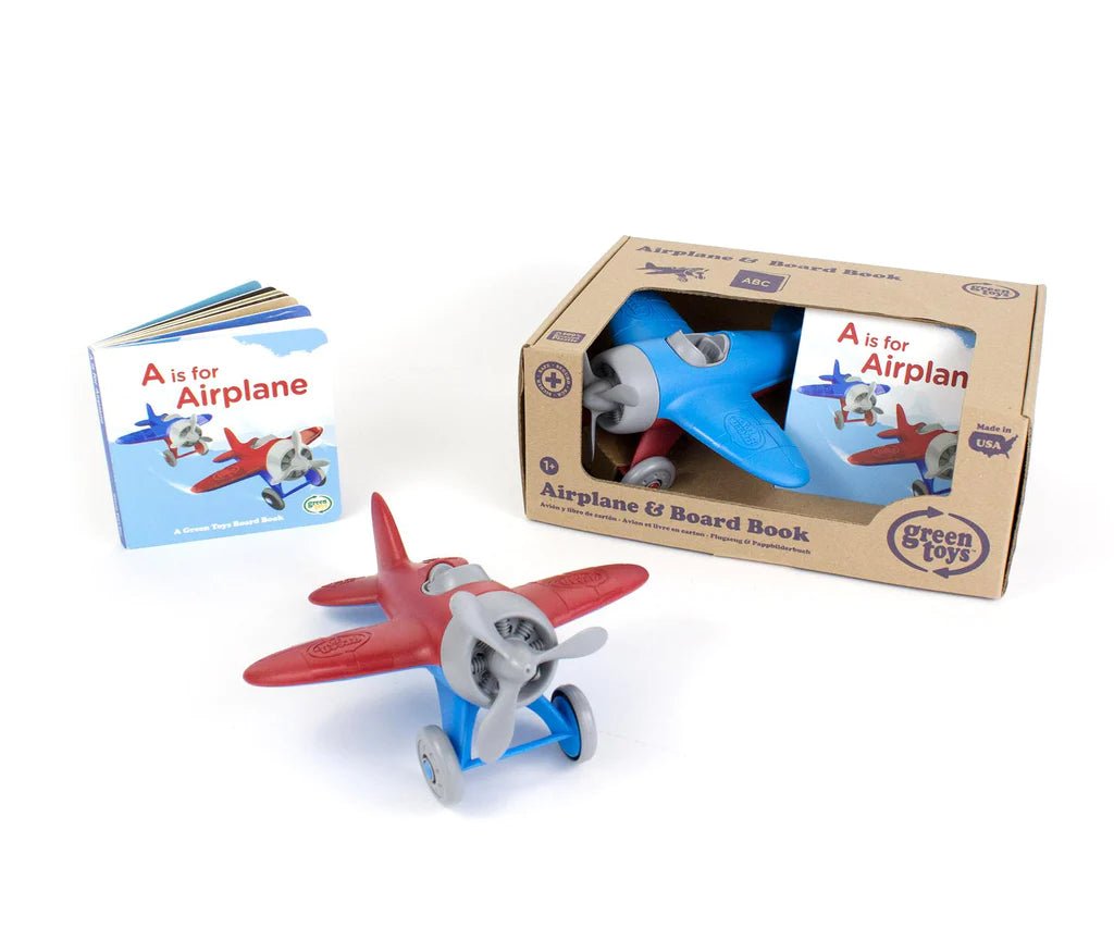 Green Toys Airplane & Board Book Set - Tadpole