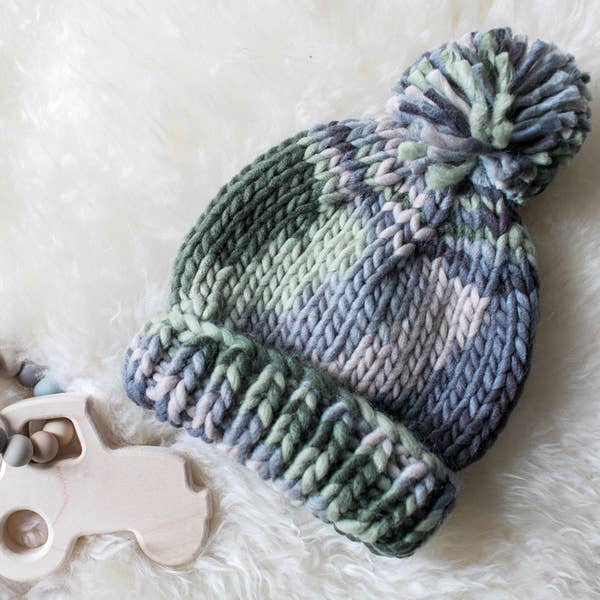 Huggalugs Camo Army Green Knit Beanie Hat - Tadpole
