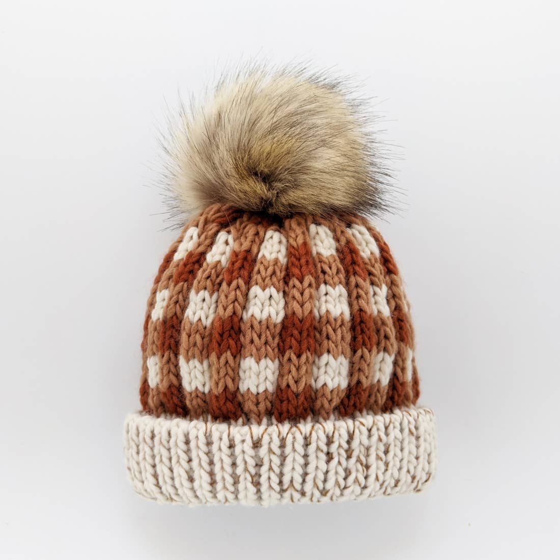 Huggalugs Sienna Buffalo Check Pom Pom Beanie Hat - Tadpole