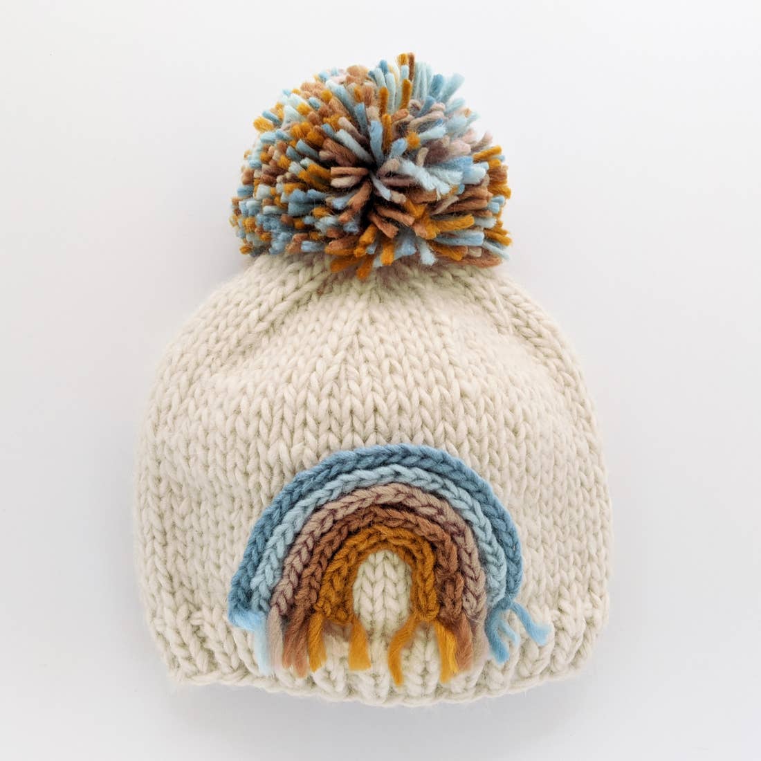 Huggalugs Teal Rainbow Knit Beanie Hat - Tadpole