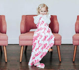 Sugar + Maple Plush Minky Personalized Blanket - Repeating Name - Tadpole