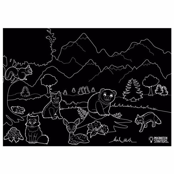 Imagination Starters Chalkboard Animals Placemat - Set of 4 - Tadpole
