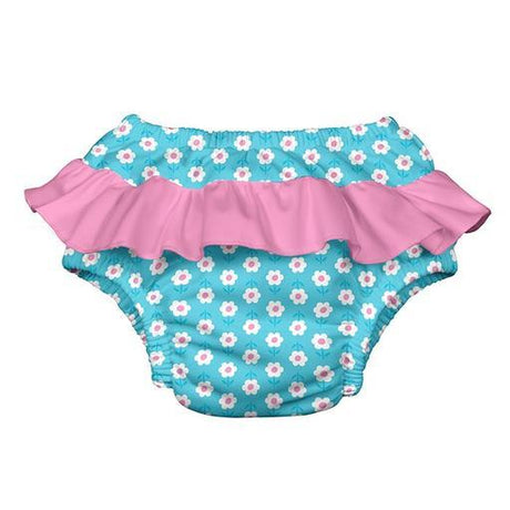 iPlay Ruffle Swimsuit Diaper - Aqua Daisy - Tadpole