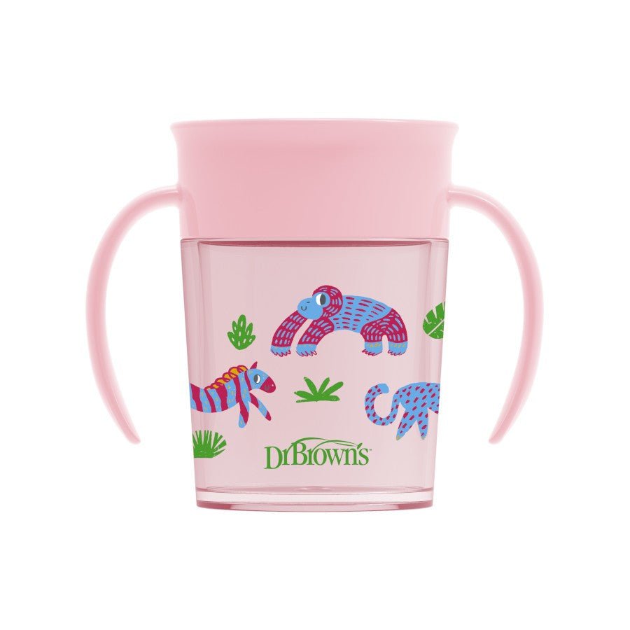 Jungle Fun Cheers 360 Spoutless Transition Sippy Cup with Handles, 7 oz, 6m+