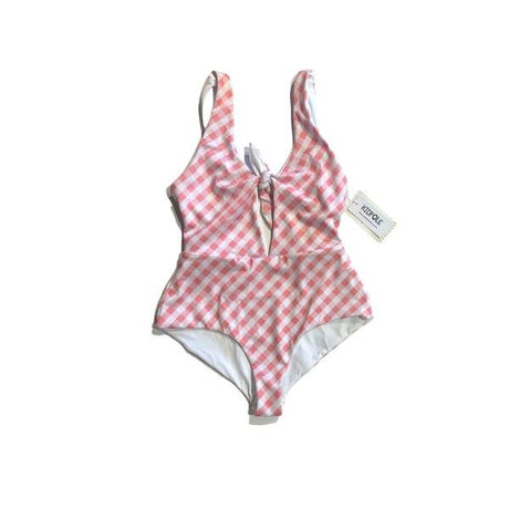 Kidpole Women's One-Piece Gingham Pink Swimsuit - Tadpole