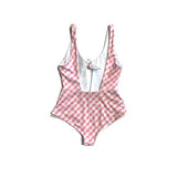 Kidpole Women's One-Piece Gingham Pink Swimsuit - Tadpole