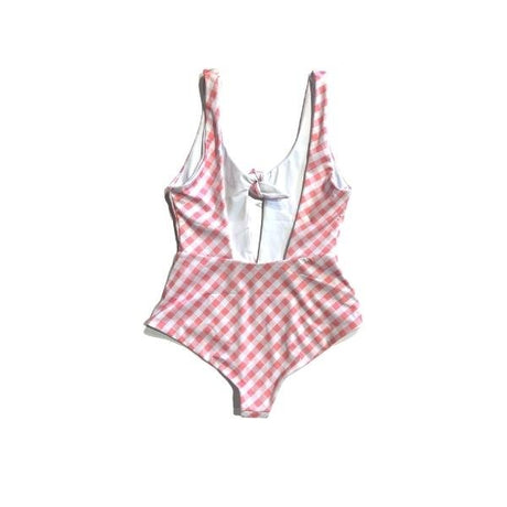 Kidpole Women's One-Piece Gingham Pink Swimsuit - Tadpole