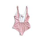 Kidpole Women's One-Piece Gingham Pink Swimsuit - Tadpole