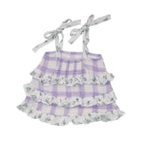 LAVENDER ROSE + GINGHAM Tiered Sundress W/ Back Smocking - Tadpole