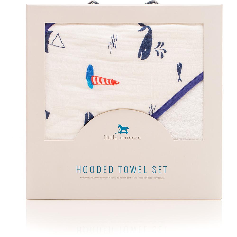 Little Unicorn Hooded Towel & Washcloth Set - Tadpole
