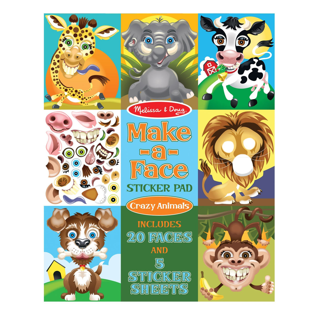 Make-a-Face Crazy Animals Sticker Pad - Tadpole