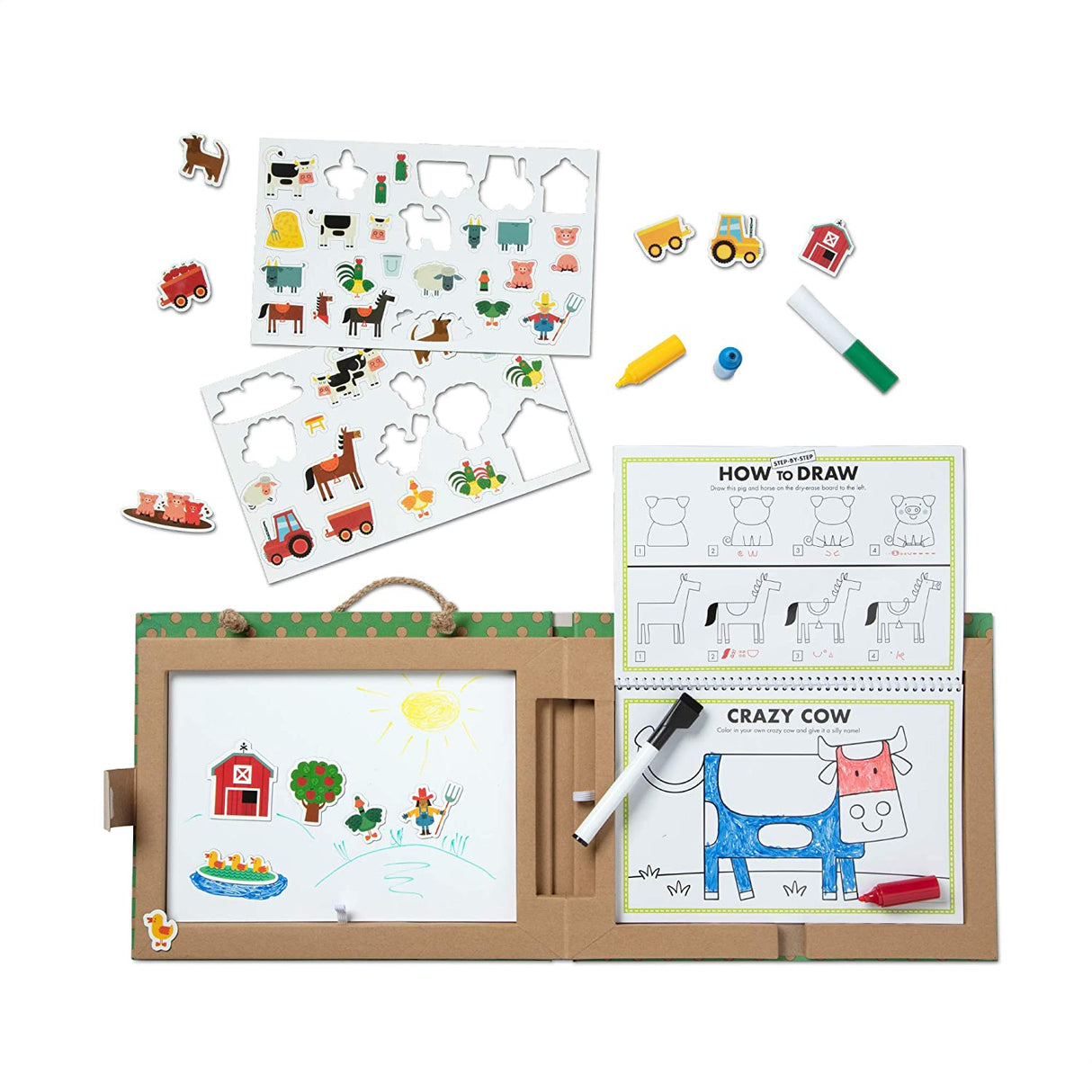 Melissa & Doug Natural Play: Play, Draw, Create Reusable Drawing & Magnet Kit - Farm - Tadpole