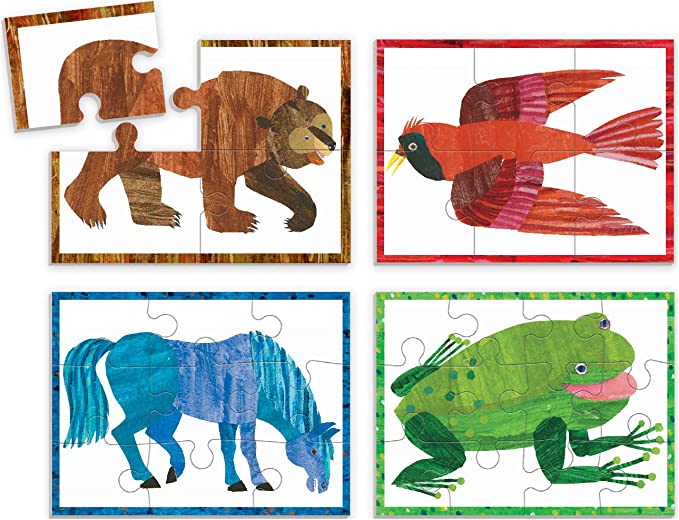 Mudpuppy 4-in-a-Box Puzzle Set Eric Carl Brown Bear - Tadpole