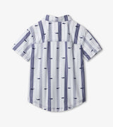 Nautical Whales Short Sleeve Button Down Shirt - Tadpole