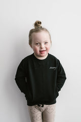 North Kinder Black Embroidered "Baby" Sweater - Tadpole