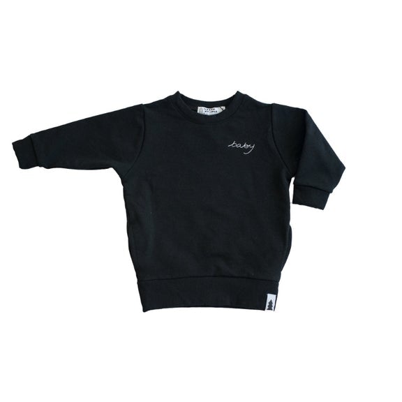 North Kinder Black Embroidered "Baby" Sweater - Tadpole