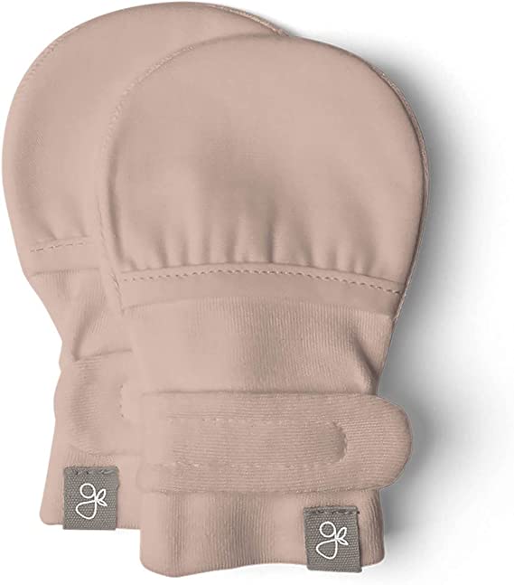 Organic Cotton stay on mitts ( 0-3M) -Rose - Tadpole