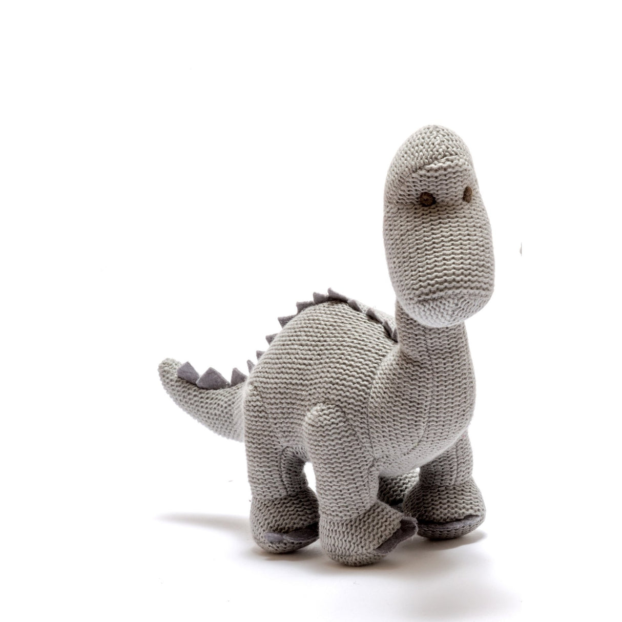 Organic Grey Knitted Diplodocus Dinosaur Plush Toy - Tadpole