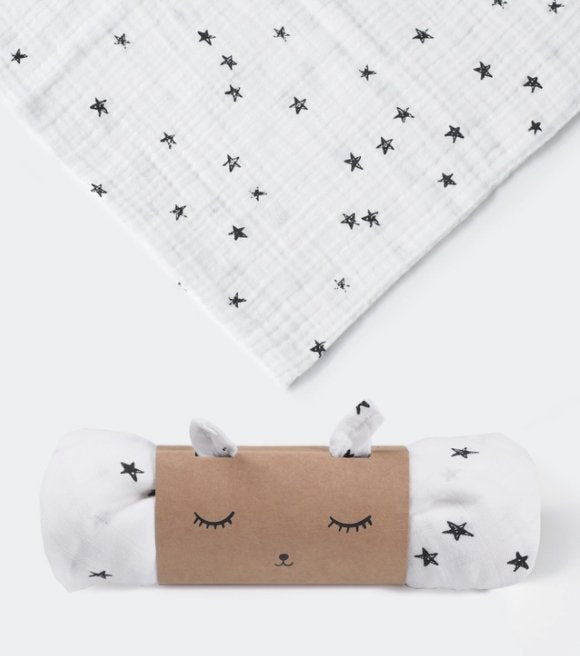 Organic Muslin Swaddle - Stars - Tadpole