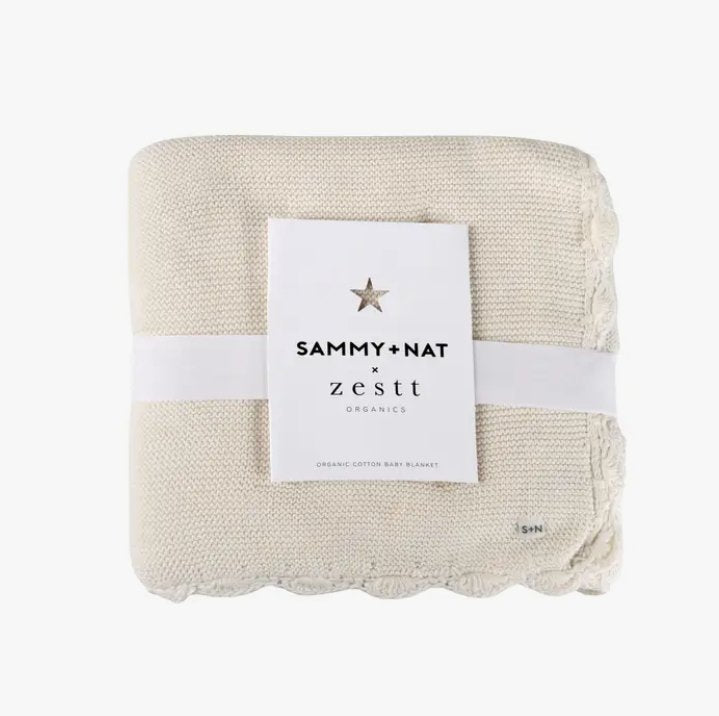 Organic Scallop Knit Blanket in Ivory - Tadpole