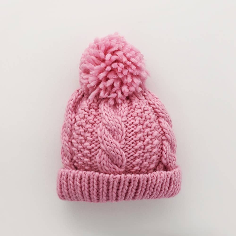 Peony Pink Cable Beanie - Tadpole