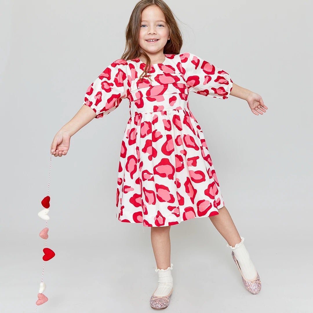 Pink Chicken Girls Evelyn Dress - Valentines Leopard - Tadpole