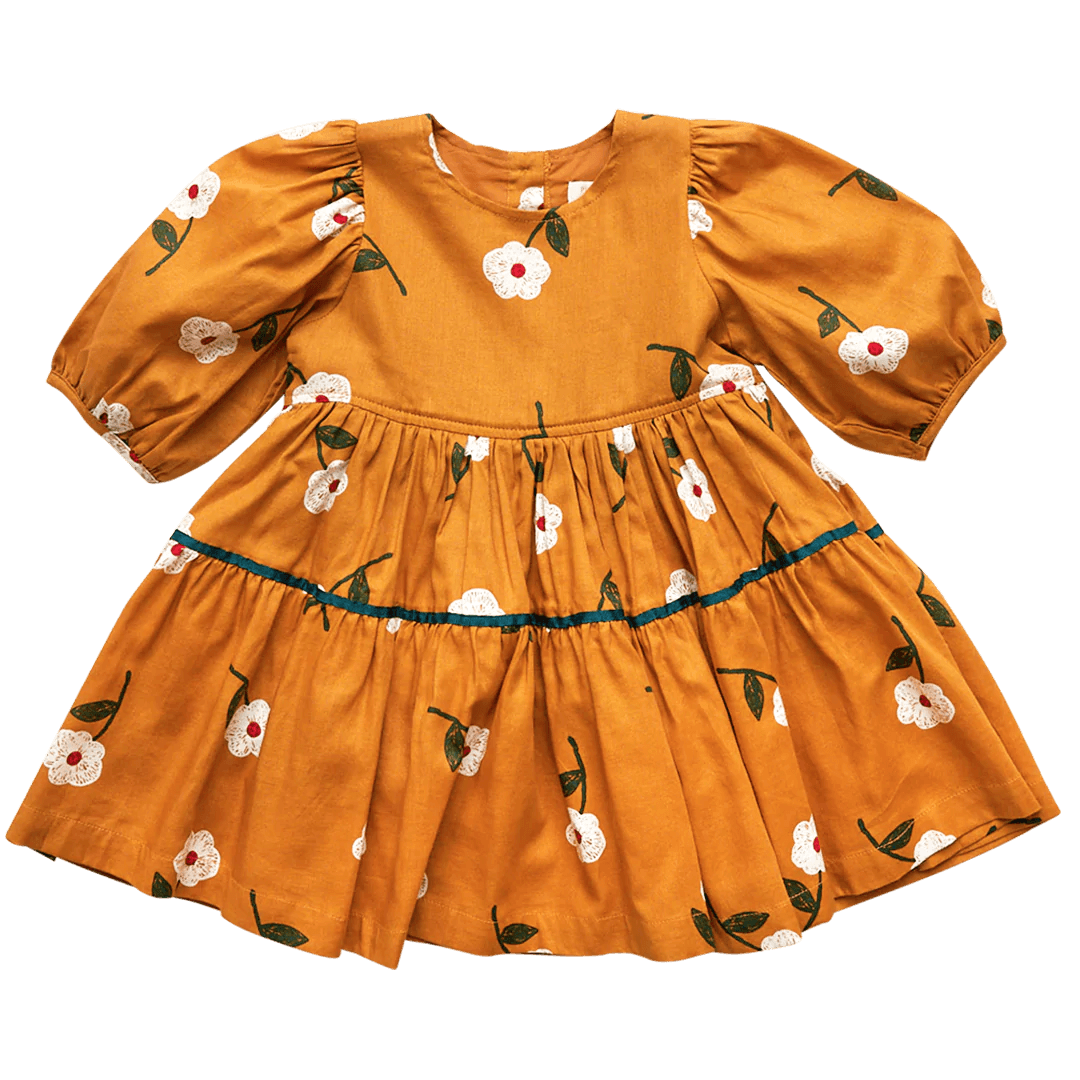 Pink Chicken Girls Maribelle Dress - Gold Flower - Tadpole