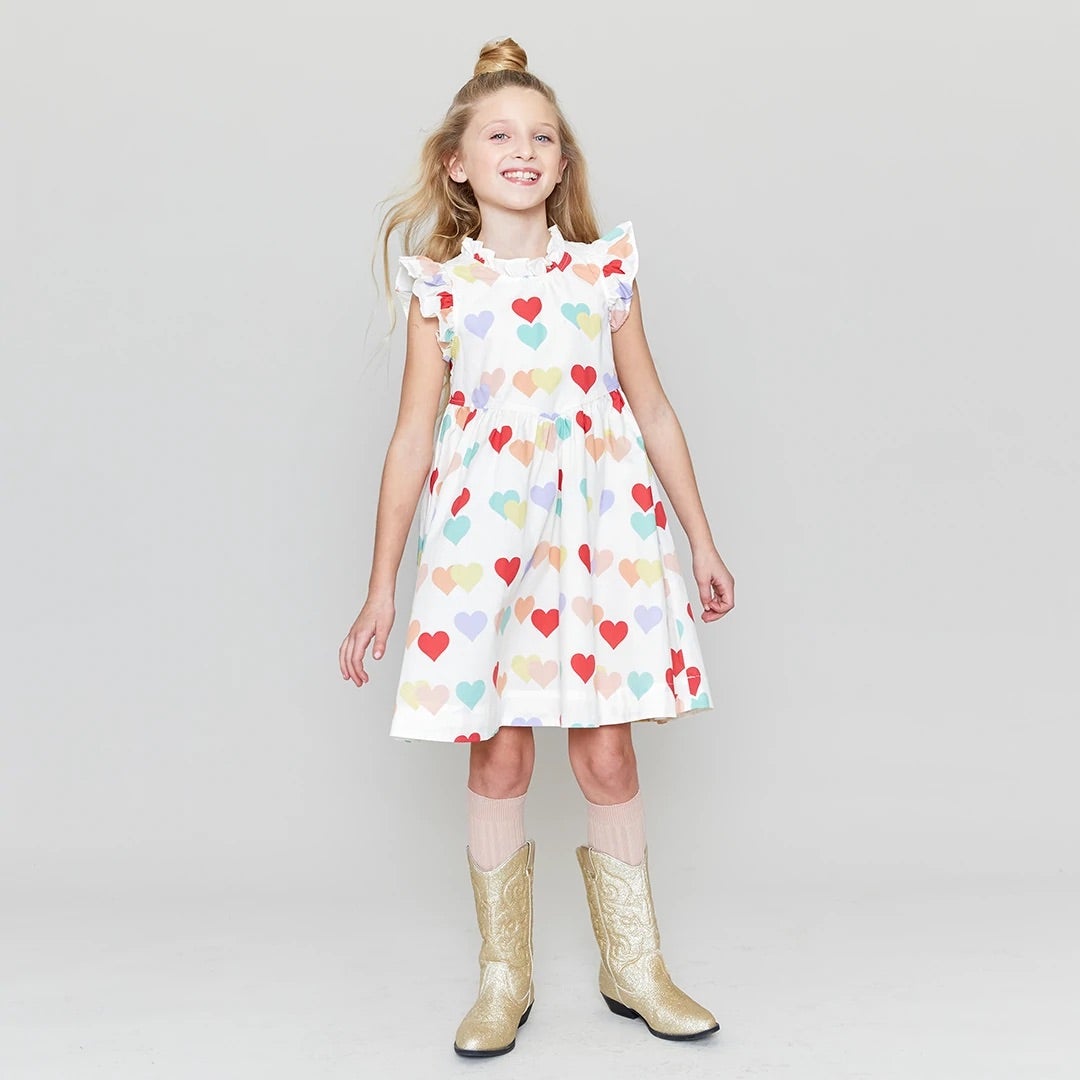 Pink Chicken Jennifer Dress Multi Heart Dress - Tadpole
