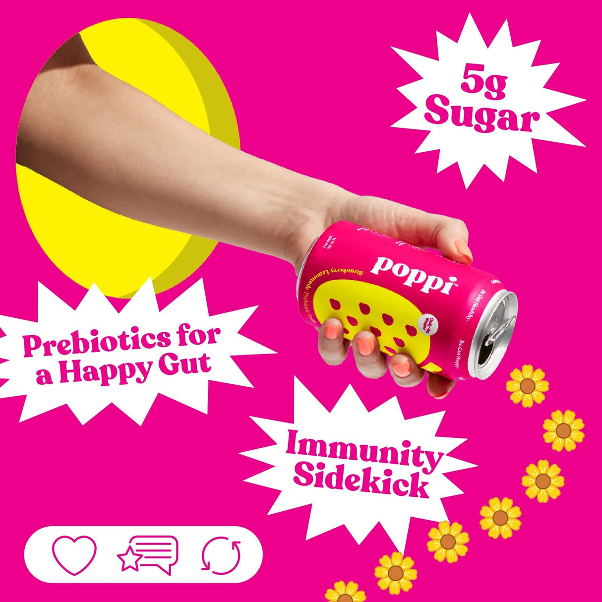poppi, Strawberry Lemon, A Healthy Sparkling Prebiotic Soda - Tadpole