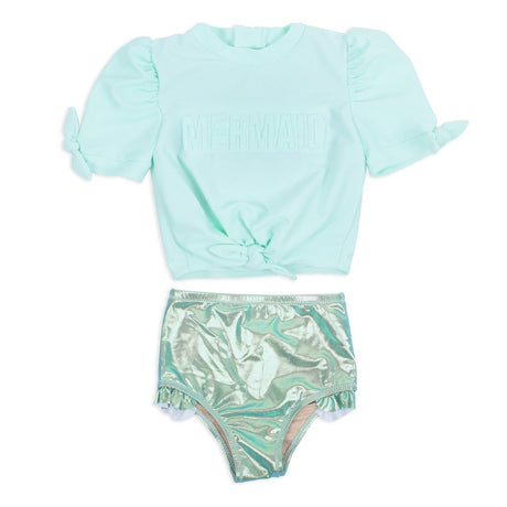 Shade Critters Puff Sleeve Rashguard Set- Metallic Mermaid - Tadpole