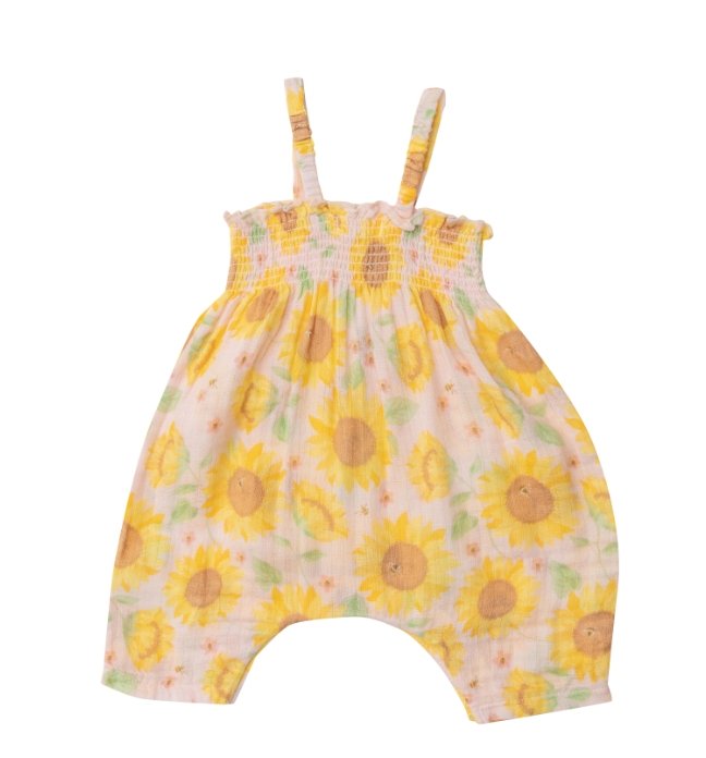 Smocked Sunflower Romper - Tadpole