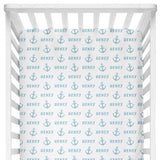 Sugar + Maple Crib Sheet - Anchor Blue - Tadpole