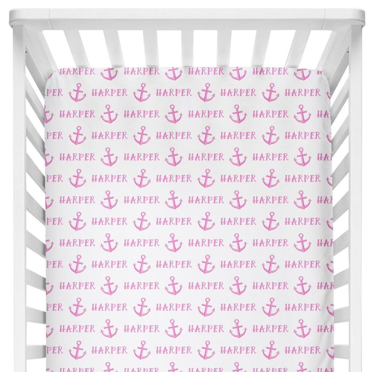 Sugar + Maple Crib Sheet - Anchor Pink - Tadpole
