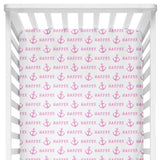 Sugar + Maple Crib Sheet - Anchor Pink - Tadpole