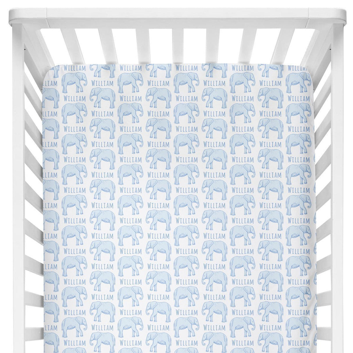 Sugar + Maple Crib Sheet - Elephant Blue - Tadpole