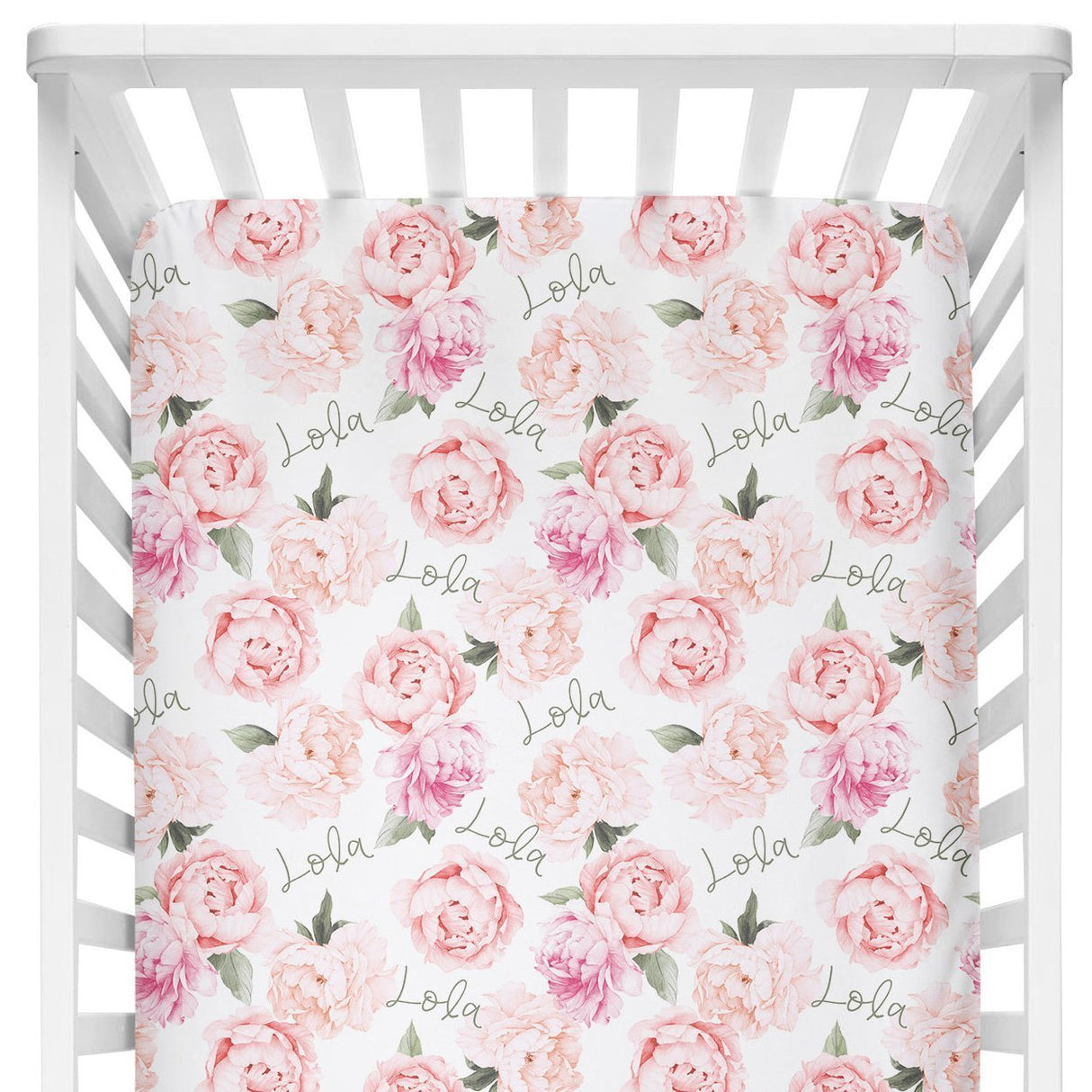 Sugar + Maple Crib Sheet - Peach Peony Blooms - Tadpole