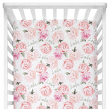 Sugar + Maple Crib Sheet - Peach Peony Blooms - Tadpole