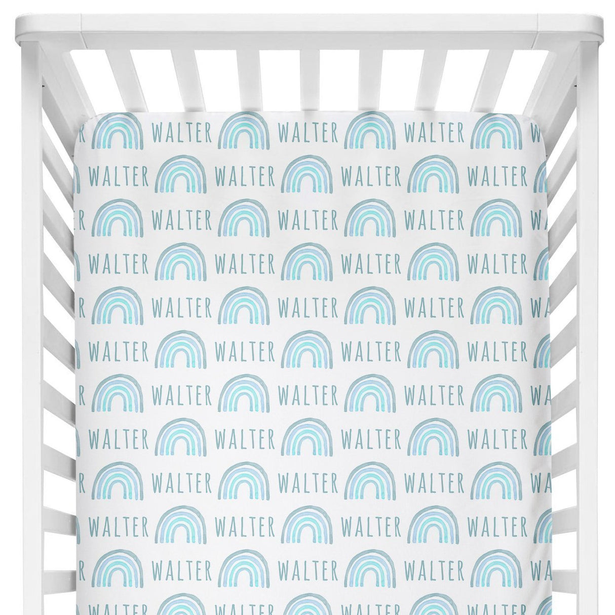 Sugar + Maple Crib Sheet - Rainbow Blue - Tadpole