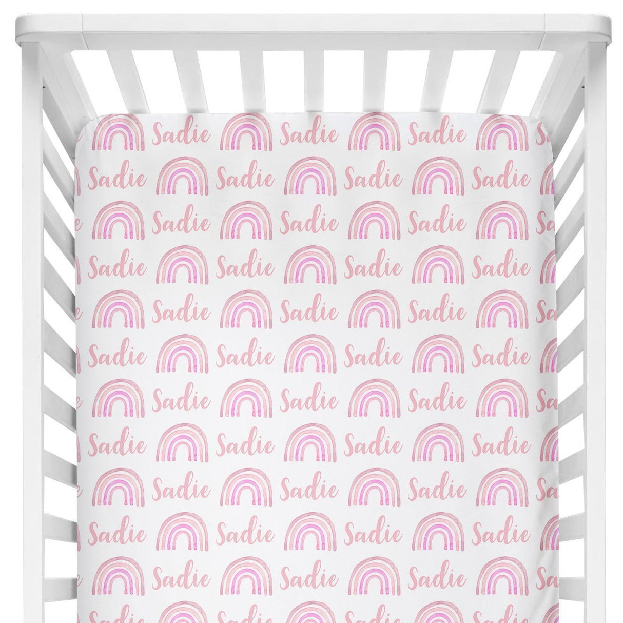 Sugar + Maple Crib Sheet - Rainbow Pink - Tadpole