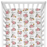 Sugar + Maple Crib Sheet - Retro Rose - Tadpole