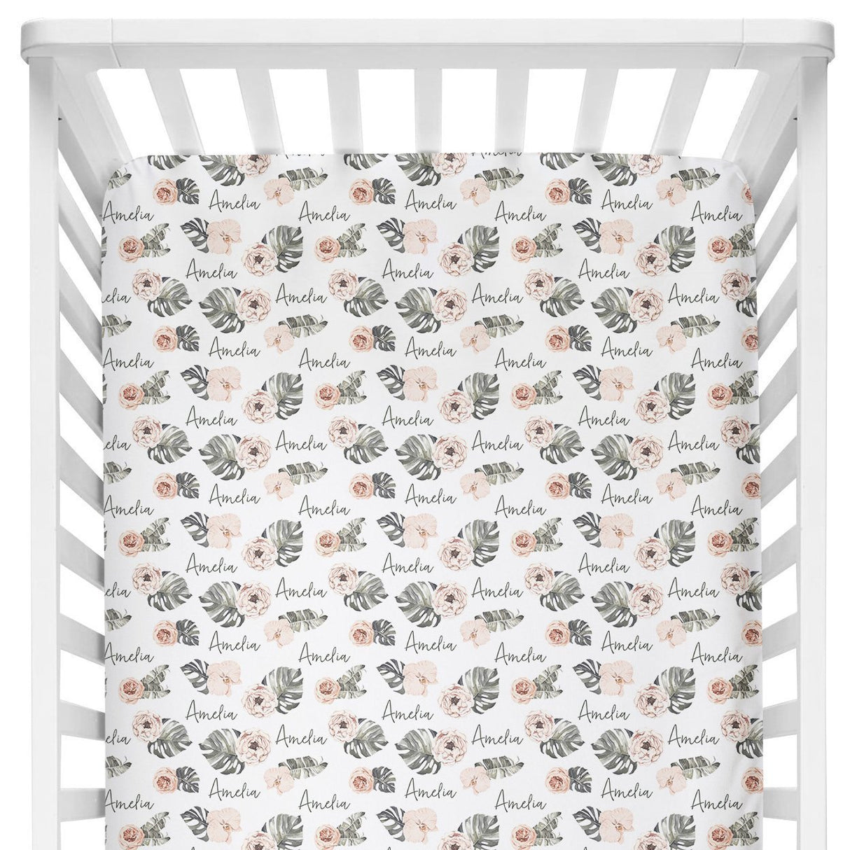 Sugar + Maple Crib Sheet - Tropical Floral - Tadpole