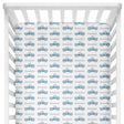 Sugar + Maple Crib Sheet - Truck Blue - Tadpole