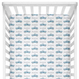 Sugar + Maple Crib Sheet - Truck Blue - Tadpole