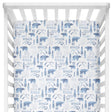 Sugar + Maple Crib Sheet - Woodland Blue - Tadpole
