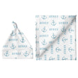 Sugar + Maple Large Blanket & Hat Set - Anchor Blue - Tadpole