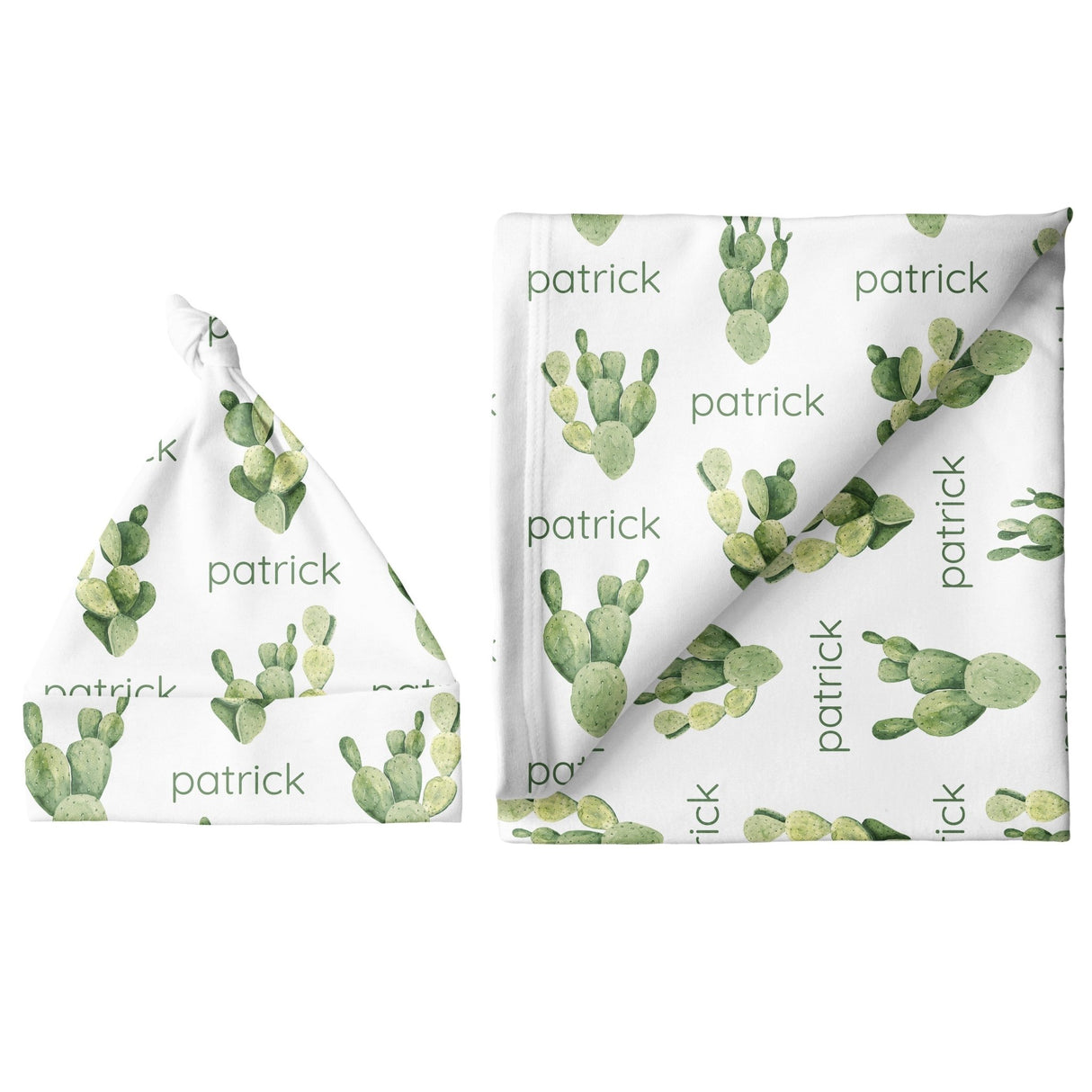 Sugar + Maple Large Blanket & Hat Set - Cactus - Tadpole